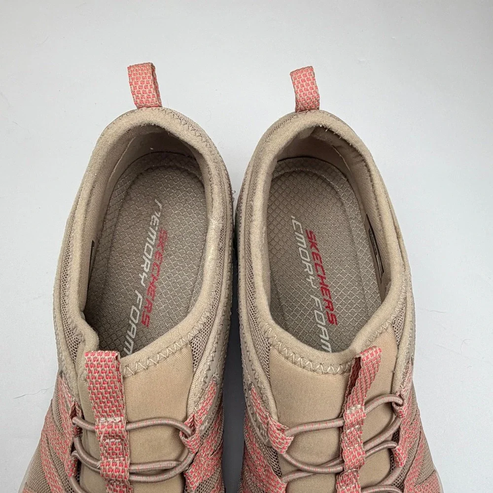 Skechers Seager Hiker Shoes Womens 10 Taupe Pink Bungee Athleisure Trail Slip On
